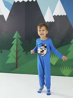 Комбинезон из двух предметов для маленьких мальчиков с круглым вырезом и длинными рукавами с принтом Микки Мауса LCW baby, синий