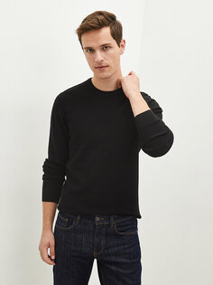 Тонкий мужской трикотажный свитер с круглым вырезом и длинными рукавами LCWAIKIKI Basic, новый черный