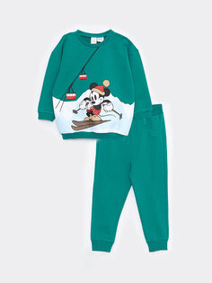 Комплект из 2 предметов для маленьких мальчиков: свитшот и брюки с круглым вырезом и длинными рукавами с принтом Микки Мауса LCW baby
