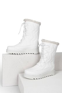 БЕЛЫЕ женские зимние ботинки с круглым носком 06529 GÖNDERİ(R)