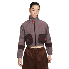 Куртка Nike Sportswear City Utility Woven, серо-фиолетовый/коричневый/красный