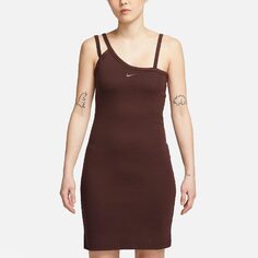 Платье Nike Sportswear Everyday Modern Women&apos;s Asymmetrical Tank Dress, коричневый