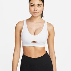 Топ Nike Indy Plunge Cut-Out Women&apos;s Medium-Support Padded Sports, белый