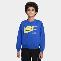 Свитшот Nike Sportswear Icon Fleece Big Kids&apos; Oversized, синий/желтый
