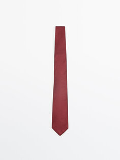 Галстук из 100% шелка с текстурной структурой Massimo Dutti, темно-бордовый
