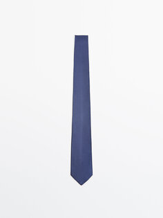 Галстук из 100% шелка с текстурной структурой Massimo Dutti, синий
