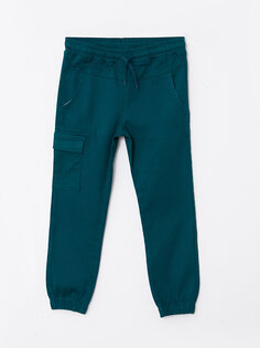 Базовые брюки-джоггеры из габардина для мальчиков с эластичной резинкой на талии LCW Kids, темное масло