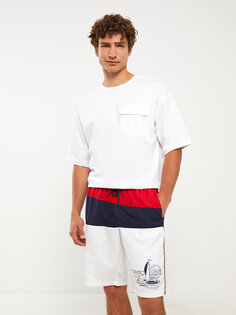 Мужские шорты для плавания длиной до колена с цветными блоками LCWAIKIKI Classic, буксе белый