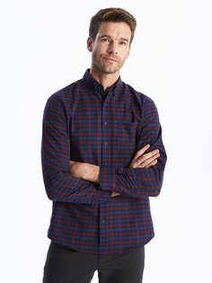 Мужская рубашка в клетку обычного кроя с длинным рукавом LCWAIKIKI Classic, бордовый плед