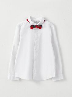 Базовая рубашка с длинным рукавом для мальчика и галстук-бабочка LCW Kids