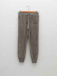 Бархатные спортивные штаны-джоггеры для мальчиков с эластичной резинкой на талии и вышивкой LCW Kids