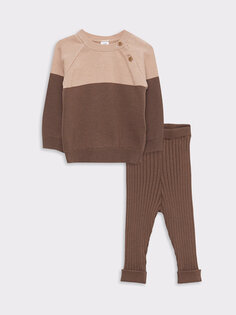 Трикотажный свитер и брюки для маленьких мальчиков с круглым вырезом, длинными рукавами и цветными блоками, набор из 2 шт. LCW baby