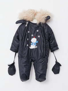 Пальто и перчатки астронавта для мальчика с капюшоном и длинными рукавами с принтом LUGGİ BABY