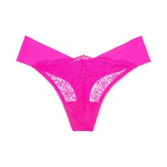 Трусы-стринги Victoria&apos;s Secret No-Show In Lace Detail, ярко-розовый