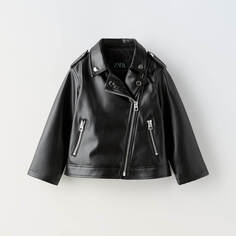 Куртка для девочки Zara Faux Leather, черный