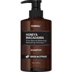Шампунь для волос базилик и цитрусовые Kundal Honey &amp; Macadamia, 500 мл