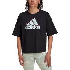 Футболка adidas Essentials Multi-Colored Logo Loose Fit Crop, черный