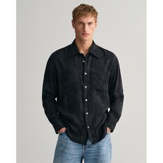 Рубашка с коротким рукавом Gant Rel Cupro Viscose Jacquard, черный