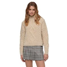 Свитер Superdry Aran Cable Knit High Neck, бежевый