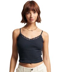 Футболка без рукавов Superdry Vintage Mini Rib Lace Cami, синий