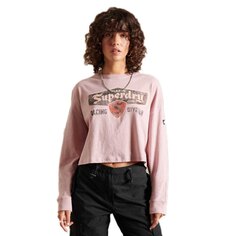 Футболка с длинным рукавом Superdry Boho Graphic Crop, розовый