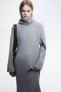 Трикотажное платье с воротником-поло H&amp;M, серый H&M
