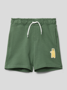 Хлопковые спортивные шорты с узорной нашивкой Name It, темно-зеленый