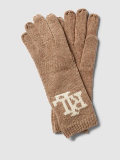 Перчатки с принтом этикетки Lauren Ralph Lauren, коричневый