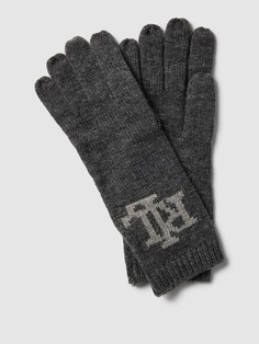 Перчатки с принтом этикетки Lauren Ralph Lauren, светло-серый