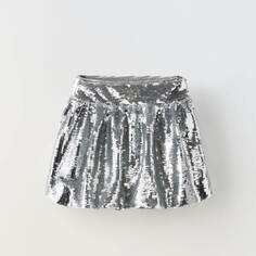 Юбка для девочки Zara Sequinned Balloon, серебристый