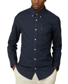 Мужская культовая оксфордская рубашка с одним карманом и длинными рукавами на пуговицах Ben Sherman, темно-синий