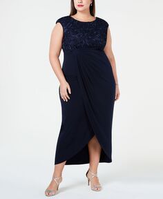 Плюс размер сутажное платье с искусственным запахом Connected, синий