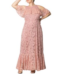 Женское кружевное платье макси с открытыми плечами больших размеров Riviera Kiyonna