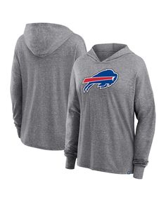 Женский уютный основной пуловер с капюшоном с логотипом Heather Grey Buffalo Bills Fanatics