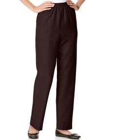 Классические прямые брюки без застежки в цвете Petite и Petite Short Alfred Dunner, коричневый