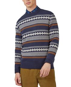Мужской свитер крупной вязки с круглым вырезом и длинными рукавами жаккардового цвета Ben Sherman