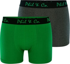 Трусы боксеры Phil &amp; Co. Berlin 2-Pack Jersey, серый/зеленый/зеленая трава