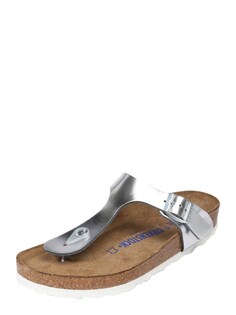 Сандалии с Т-образным ремешком Birkenstock Gizeh, серебро