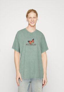 Футболка с принтом SECRET WORLD TEE UNISEX BDG Urban Outfitters, шалфей