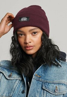 Шапка-бини CLASSIC Superdry, трек бордовый меланжевый