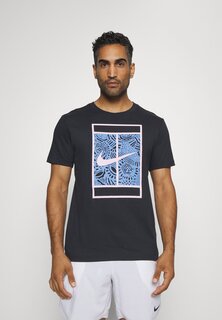 Спортивная футболка TEE COURT Nike, черный/голубой