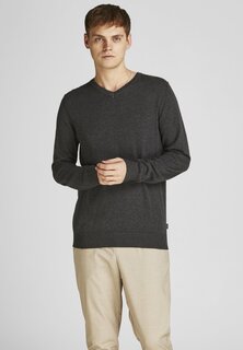 Свитер JJEEMIL V-NECK NOOS Jack &amp; Jones, темно-серый меланж