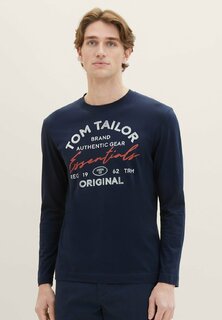футболка с длинным рукавом MIT LOGO TOM TAILOR, небесно-голубой капитан
