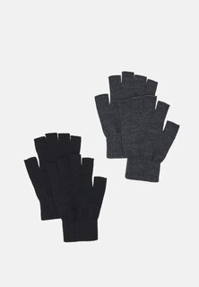 Перчатки на полпальца 2 ПАКЕТА Pier One, черный/серый