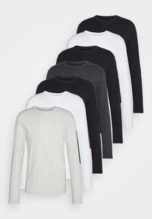 футболка с длинным рукавом ПАКЕТ 7 Pier One, светло-серый в крапинку/белый/темно-серый в крапинку