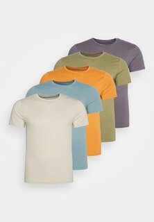 Базовая футболка 5 ПАКЕТОВ Pier One, оранжевый/темно-синий/зеленый