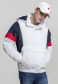 Куртка межсезонная 3-TONE PULL OVER Urban Classics, белый/темно-синий/огненно-красный