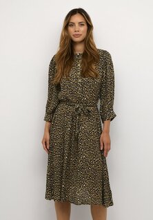 Платье-рубашка КАВИБЕКЕ Kaffe, коричневый черный с леопардовым принтом
