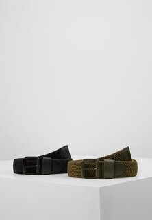 Плетеный ремень ELASTIC BELT 2 PACK Urban Classics, черный/оливковый