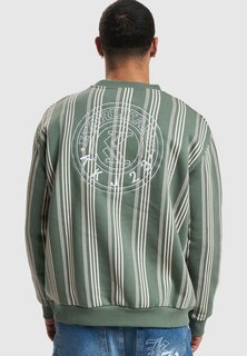 Толстовка SMALL SIGNATURE STRIPED CREW Karl Kani, пыльно-зеленый с белым